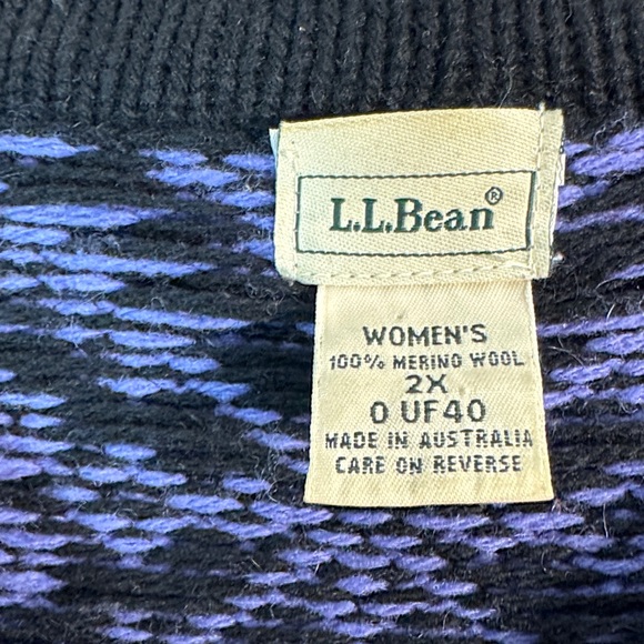 Vintage L. L. Bean Purple and Black Knit Cardigan 100% merino wool - Picture 7 of 11
